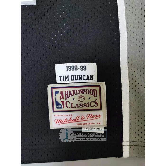 Camiseta San Antonio Spurs Tim Duncan NO 21 Mitchell & Ness 1998-99 Negro2